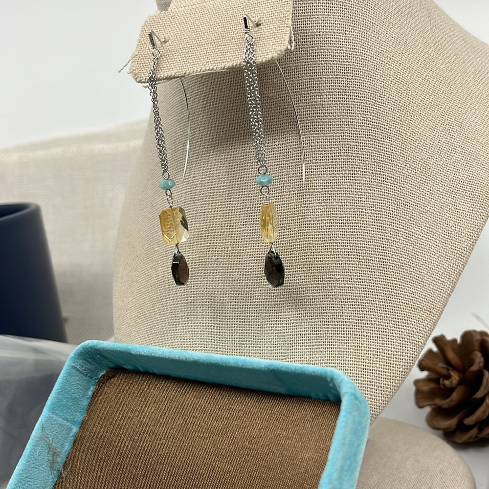 🌈 Rare Find Friday Rocks QVC Sterling Silver Gemstone Threader Earrings - Picture 8 of 12